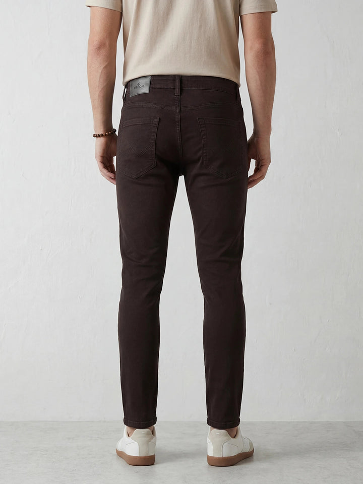 Solid Skinny Crop Denim Jeans | Brown