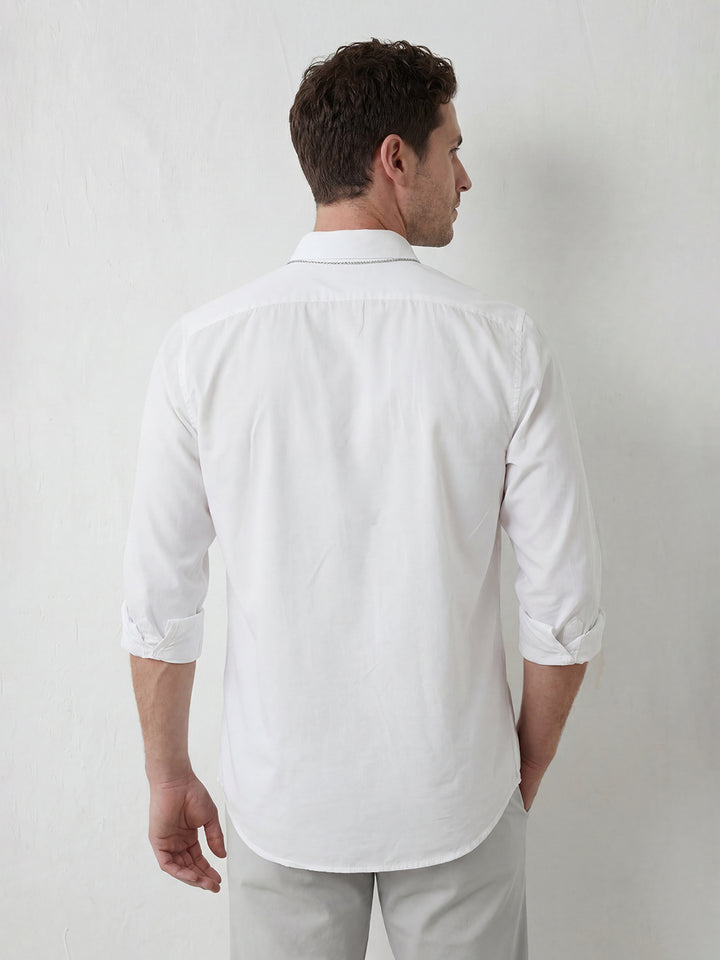 Solid Slim Fit Full Sleeve Shirt | White