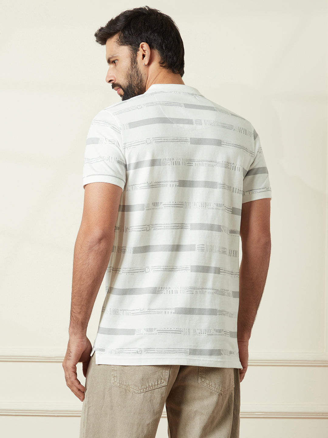 Abstract Striped Slim Fit Polo T-Shirt