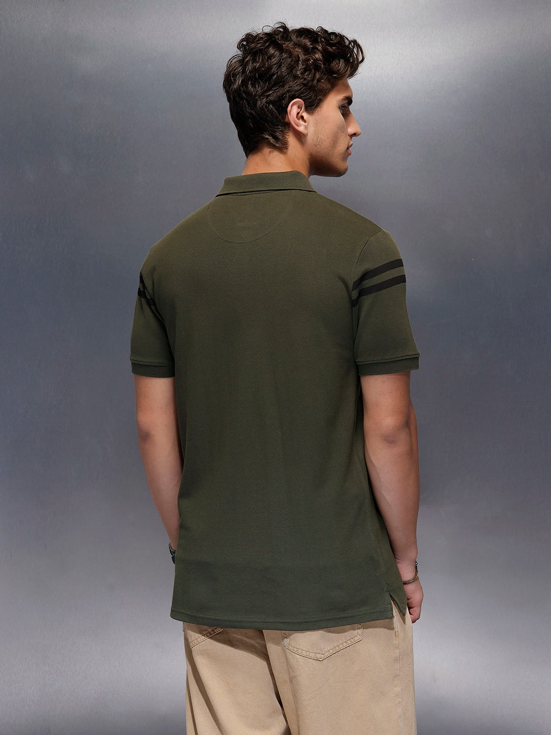 Classic Placement Printed  Polo T-Shirt   |  Olive
