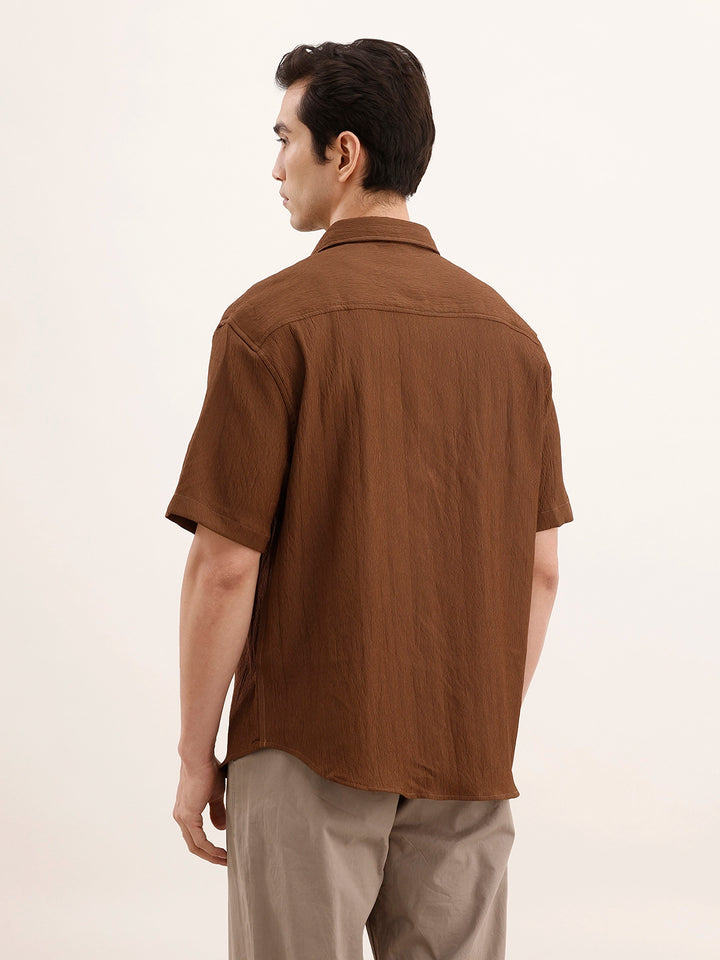 Comfort Fit Textured Shirt | Dark Khaki