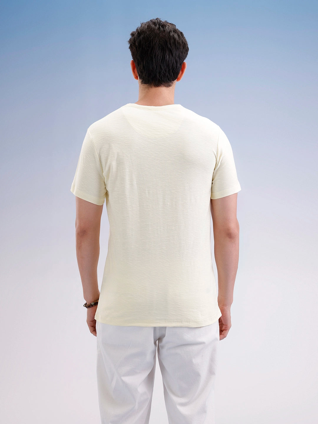 Slim Fit Textured T-Shirt  | Yellow