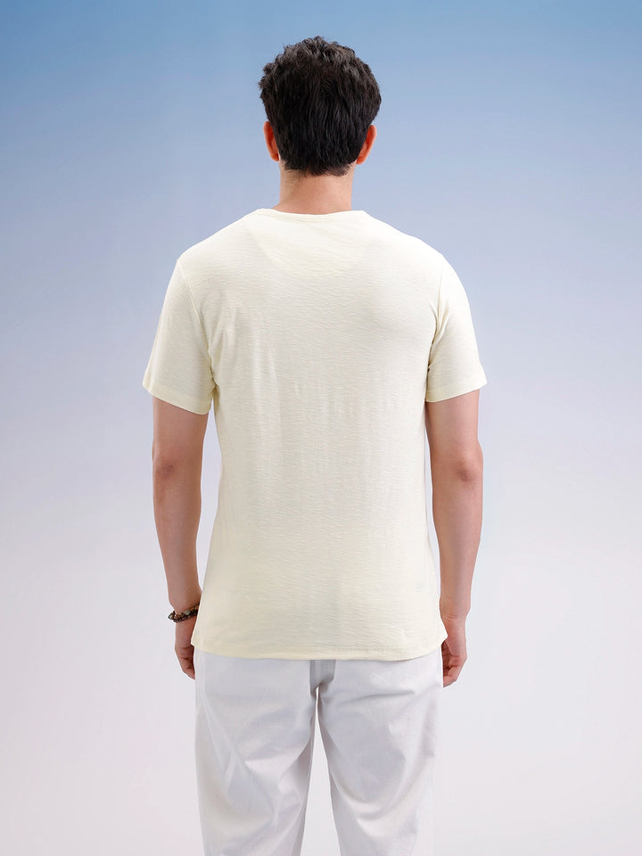 Slim Fit Textured T-Shirt  | Yellow