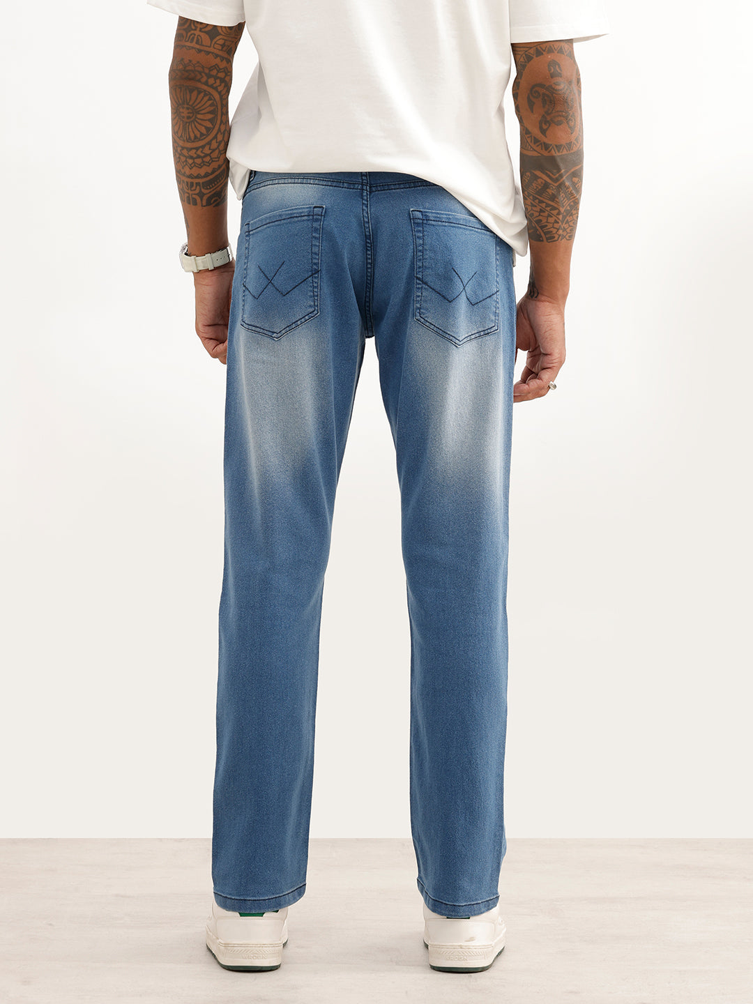 Heavy Faded Relaxed Fit Denim Jeans | Dark Blue
