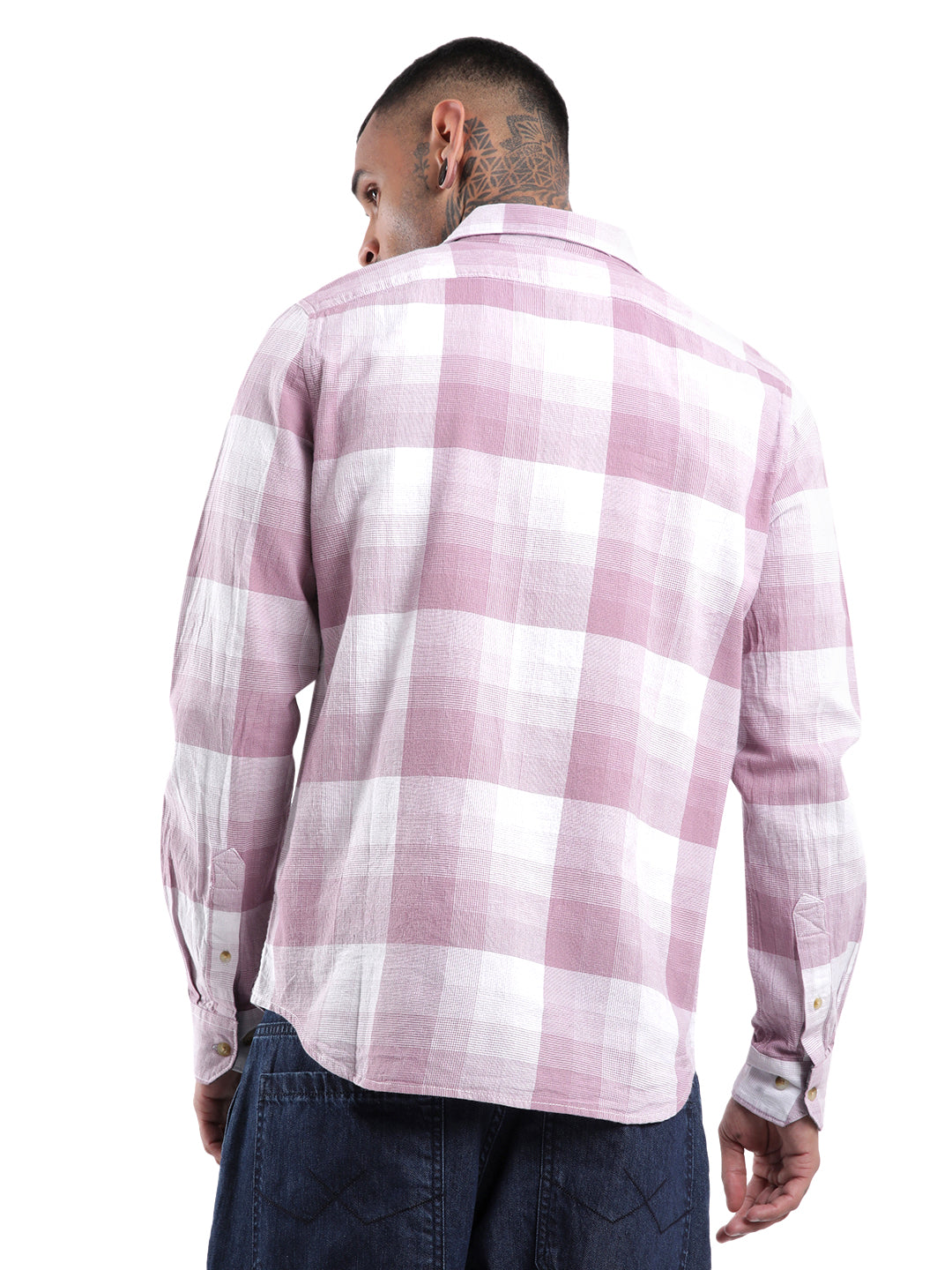 Pink Slim Fit Checked Shirt