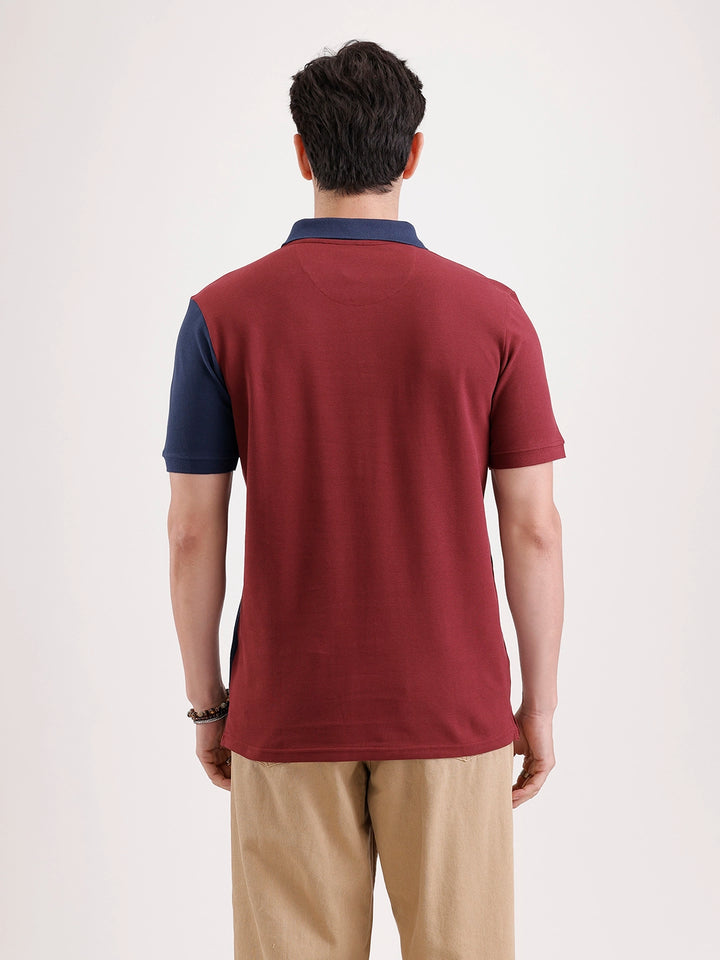 Cut & Sew Polo T-Shirt   |  Maroon