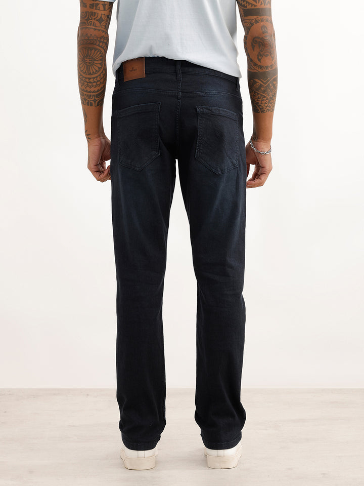 Solid Straight Fit Denim Jeans | Dark Blue