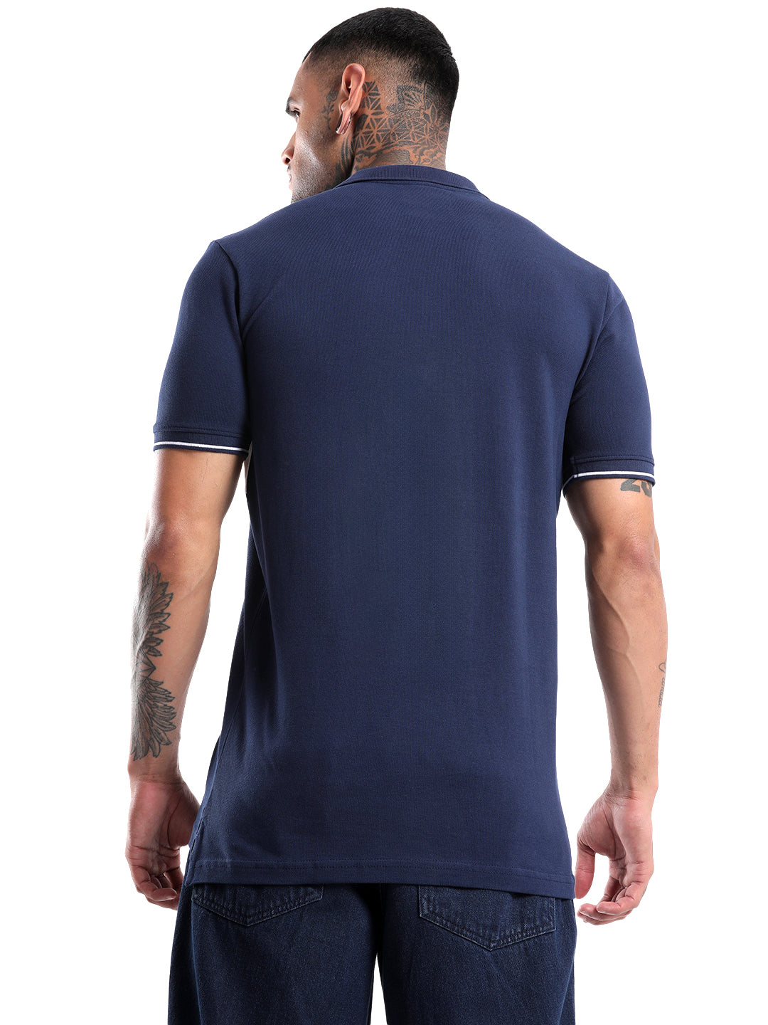 Navy Colour Block PoloT-Shirt