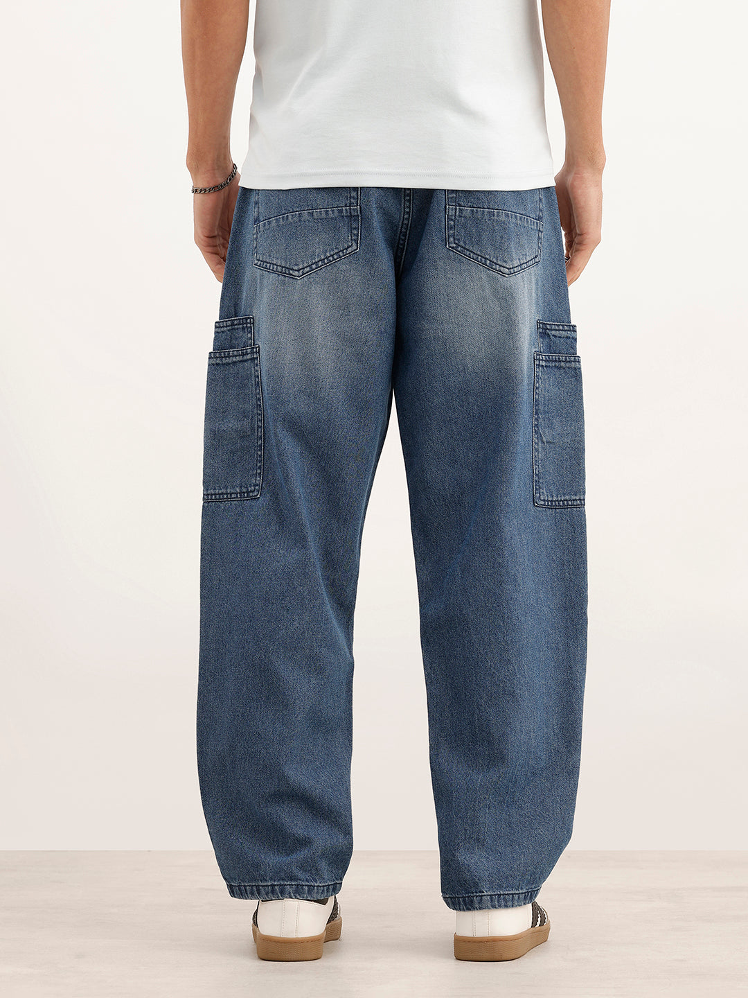 Classic Loose Fit Denim Cargos | Light Blue