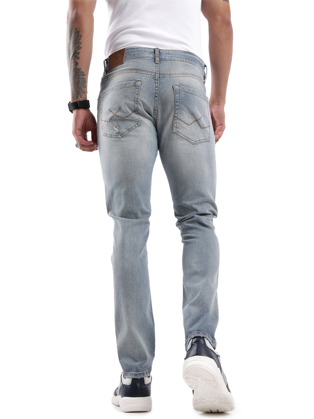 Heavy Distressed Medstone Denim Jeans