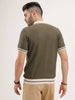 Slim Fit Flat Knit Polo T-Shirt | Olive