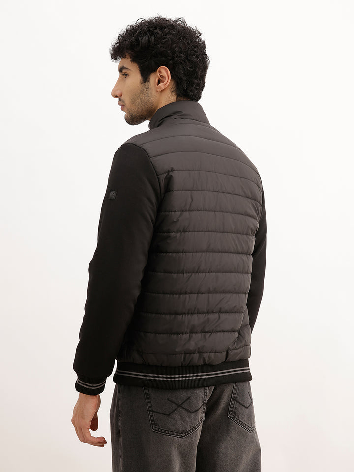 Regular Fit Pannel Puffer Jacket | Black