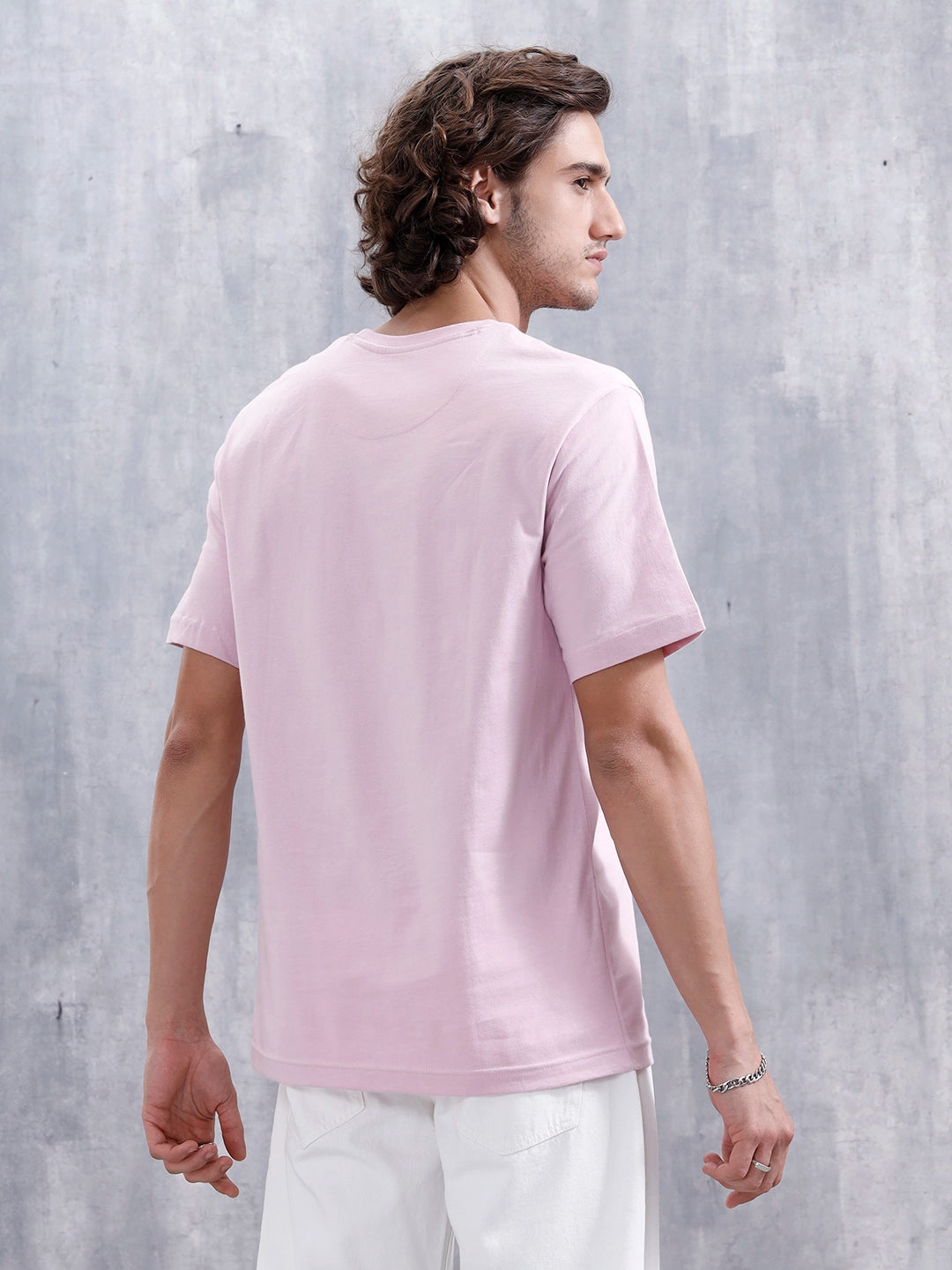 Men’s Casual Regular Fit Graphic T-Shirt | Pink