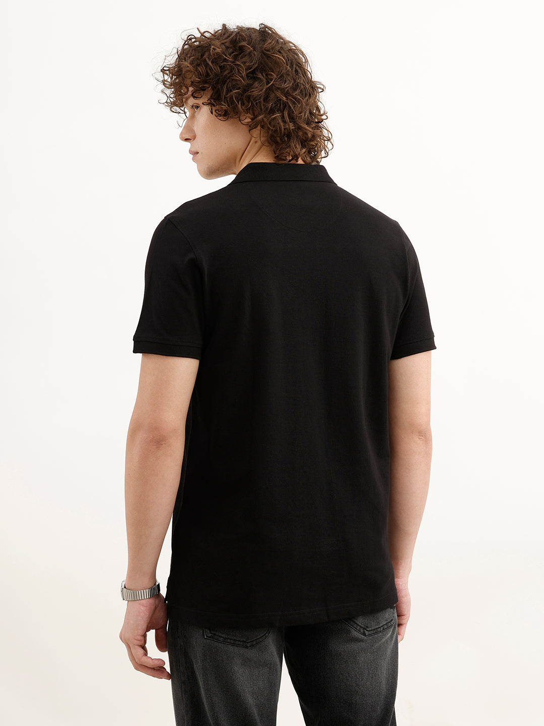 Slim Fit Colour Blocked Polo T-Shirt | Black