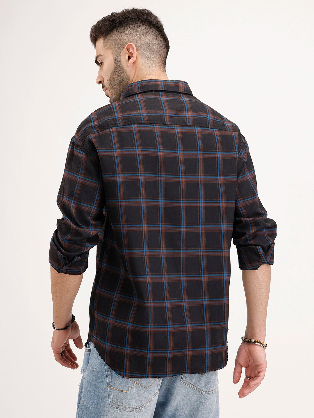 Regular Fit Checkered Shirt | Black