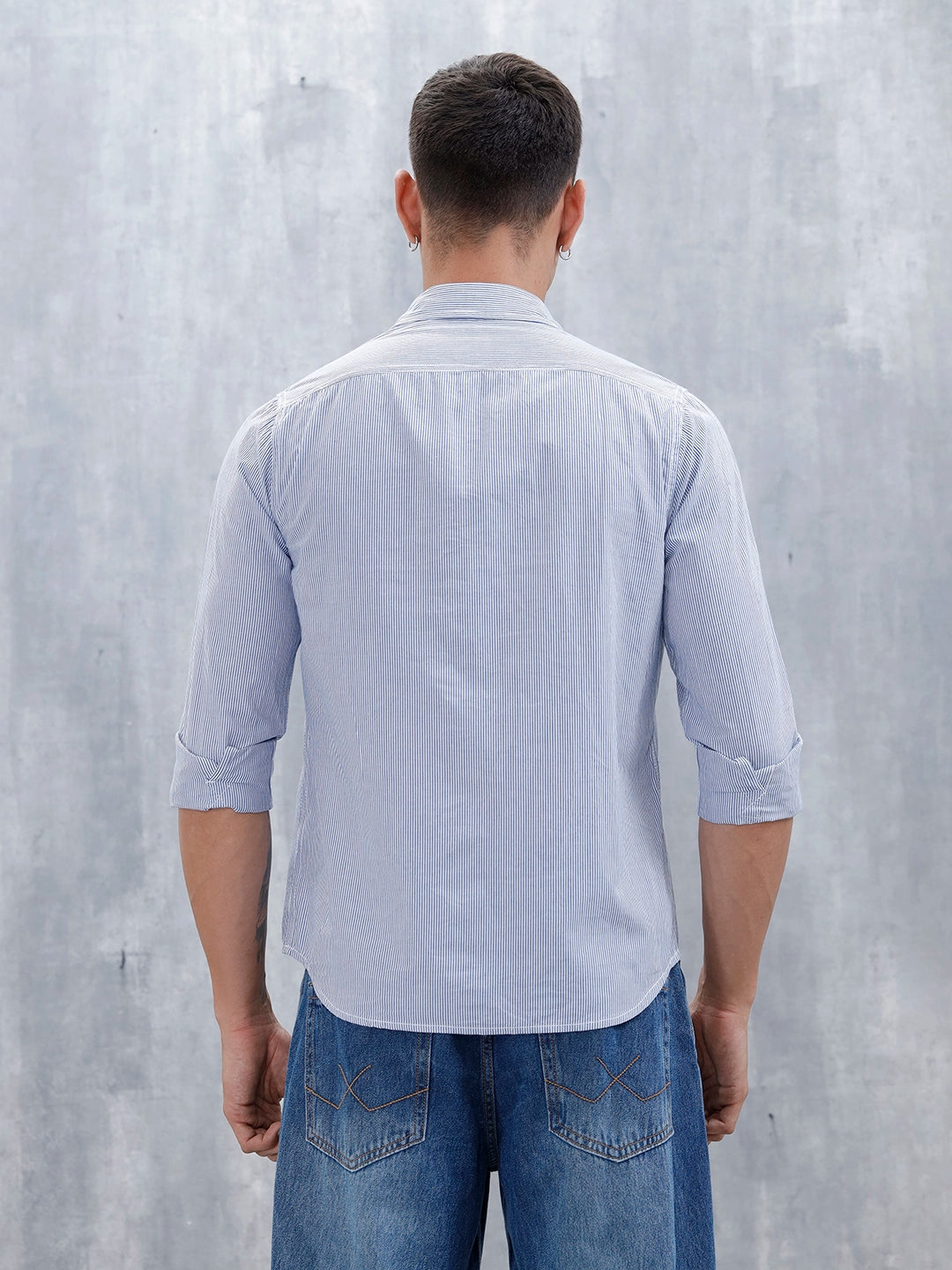Men's Casual Striped Pattern Shirt | Blue