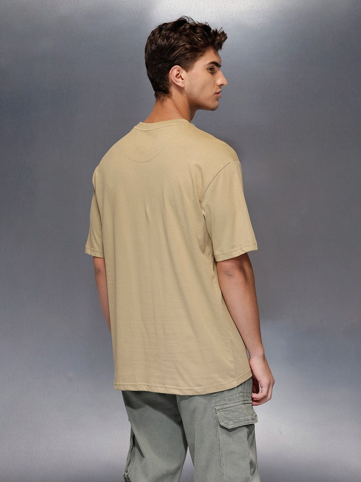 Men’s minimal statement graphic tshirt | Beige