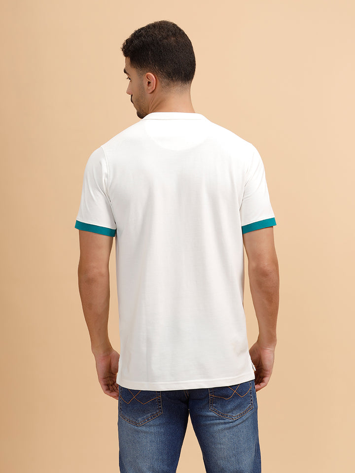 Contrast Details Regular Fit Polo T-Shirt | White