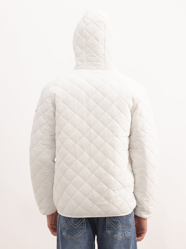 Solid Regular Fit Hooded Puffer Jacket | White