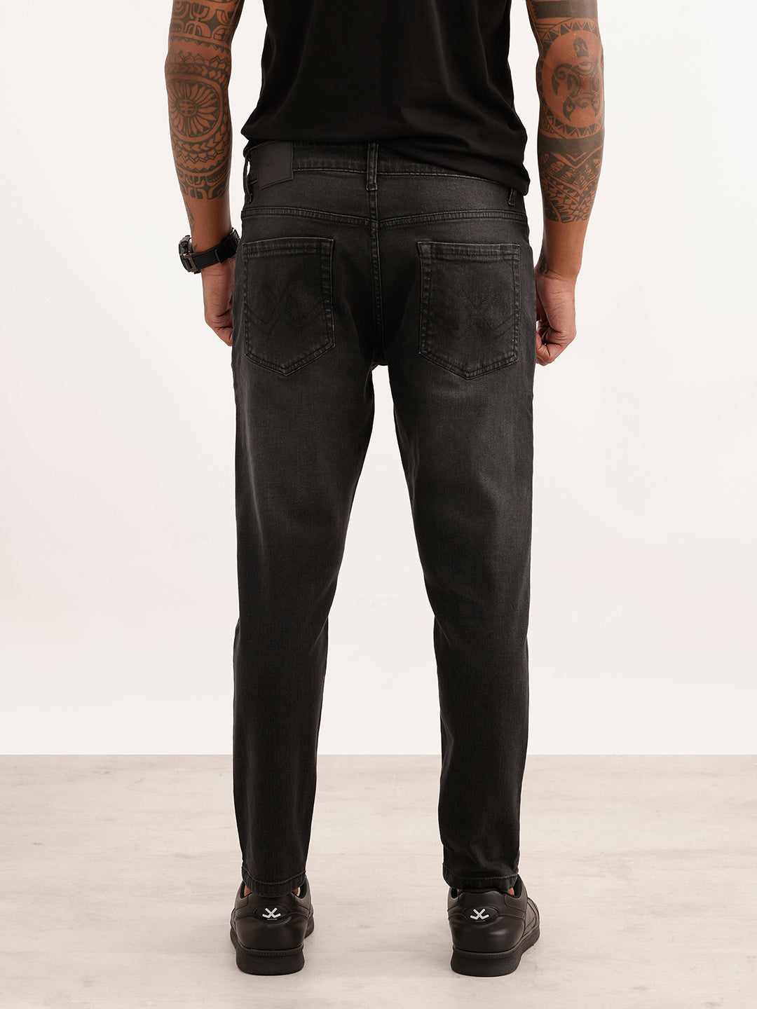 Faded Skinny Crop Fit Denim Jeans | Black