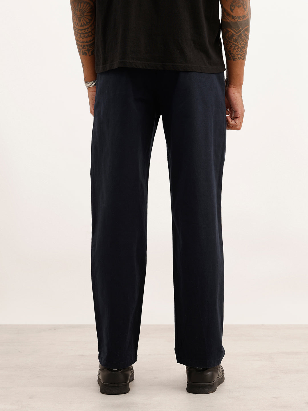 Solid Loose Fit Trouser | Navy Blue