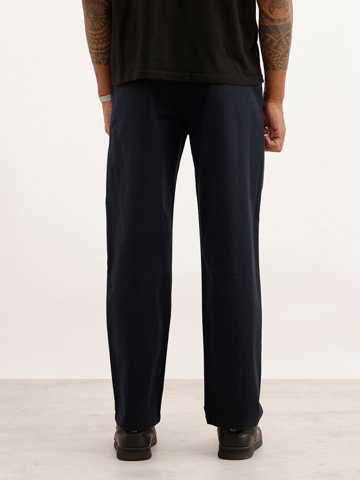 Solid Loose Fit Trouser | Navy Blue