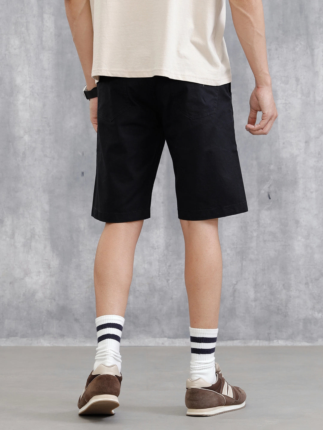Solid Regular Fit Shorts | Black