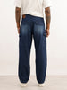 Faded Loose Fit Denim Cargo | Dark Blue
