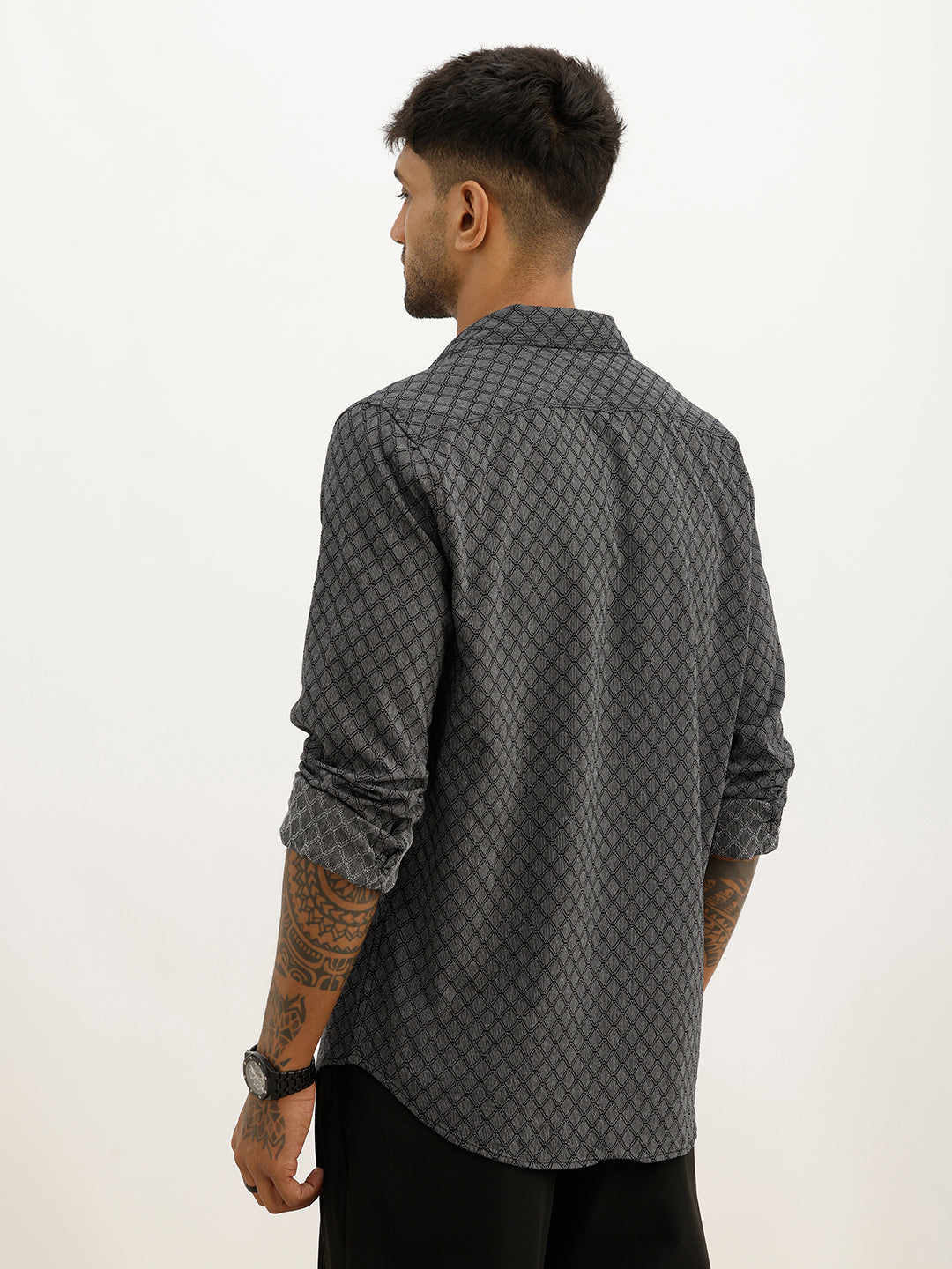 Classic Slim Fit AOP Shirt | Black