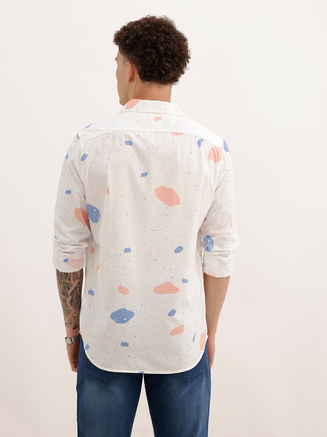 Regular Fit AOP Full Sleeve Shirt | White | WOSH0438M