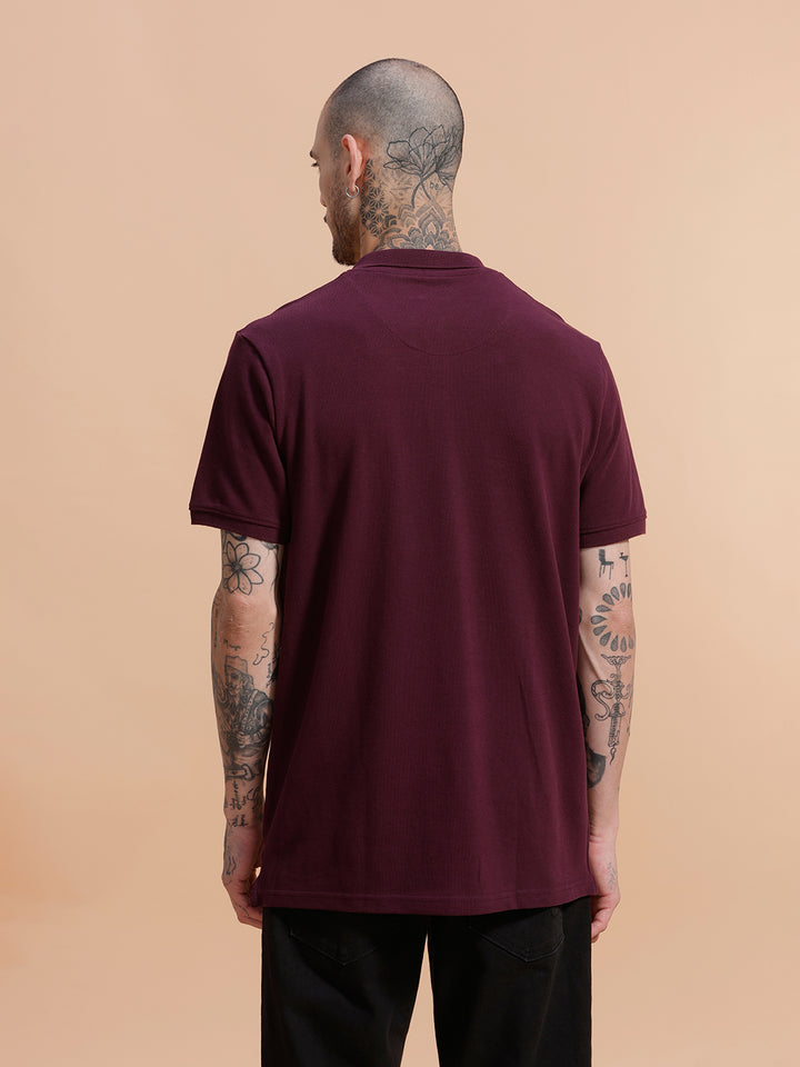 Embroidered Logo Slim Fit Polo T-Shirt | Wine