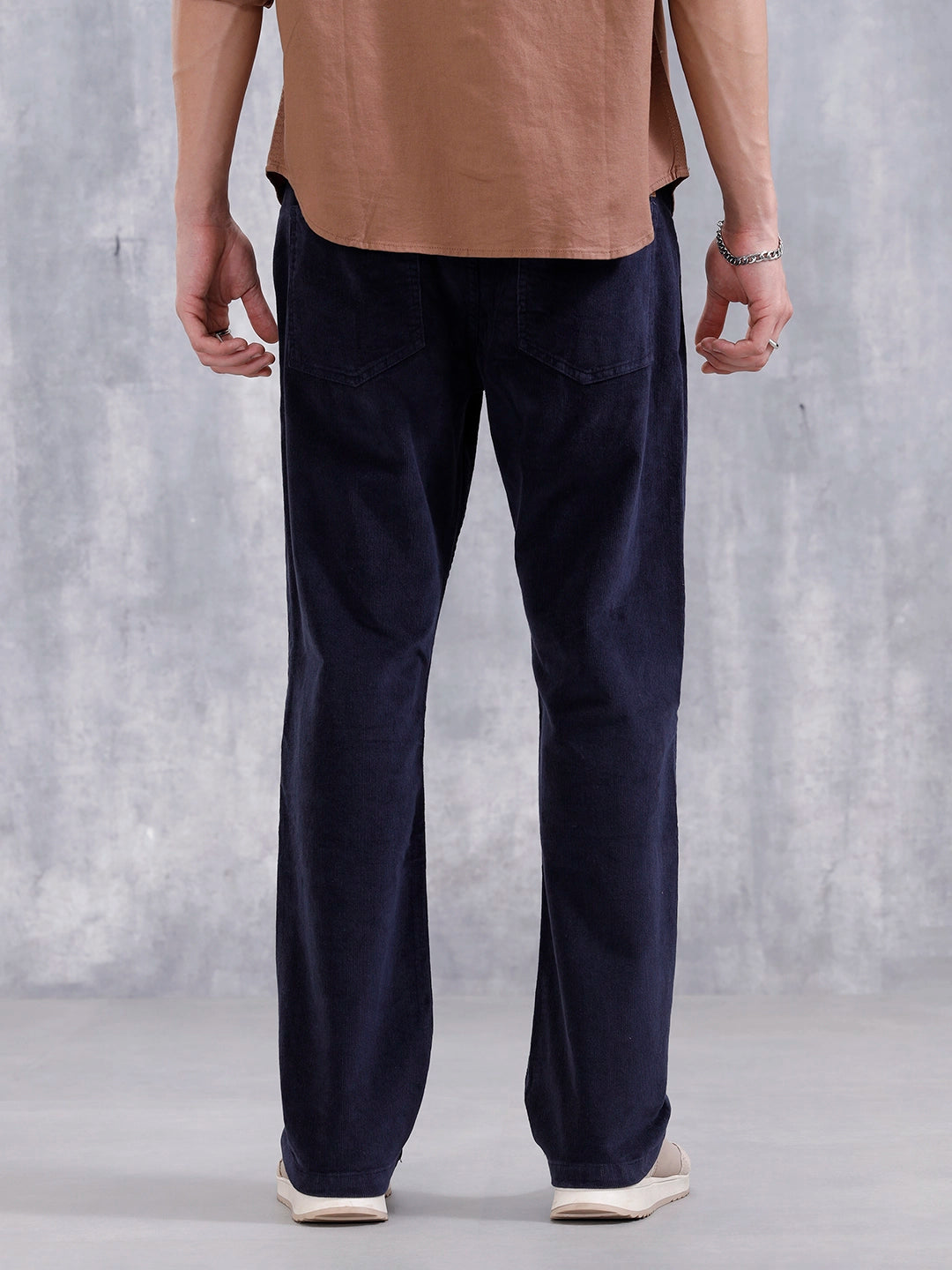 Wales Corduroy Straight Fit Trouser  | Navy Blue
