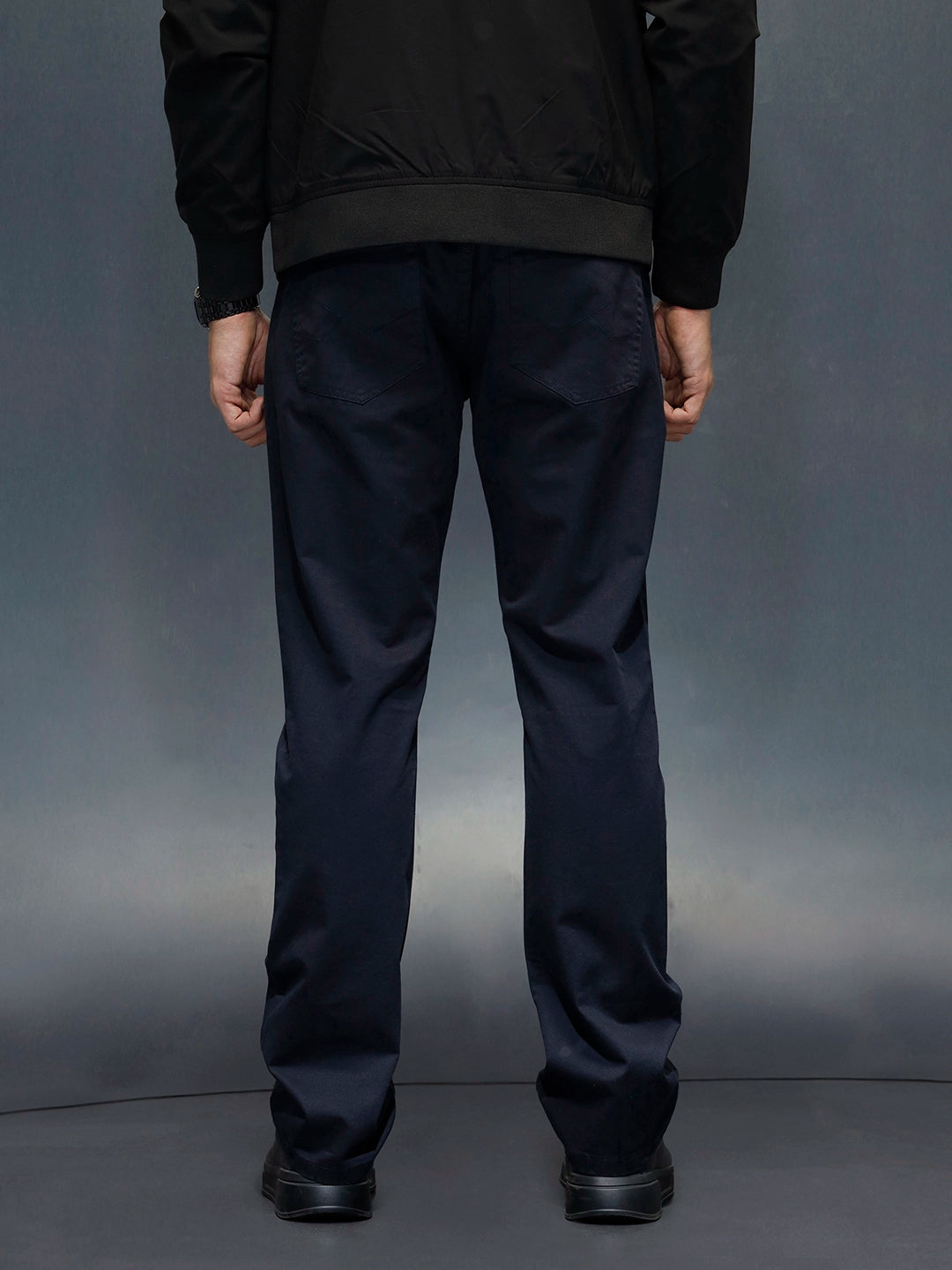Men's casual straight fit trousers | Navy Blue