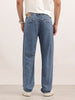 Washed Anti Fit Pleated Denim Jeans | Light Blue