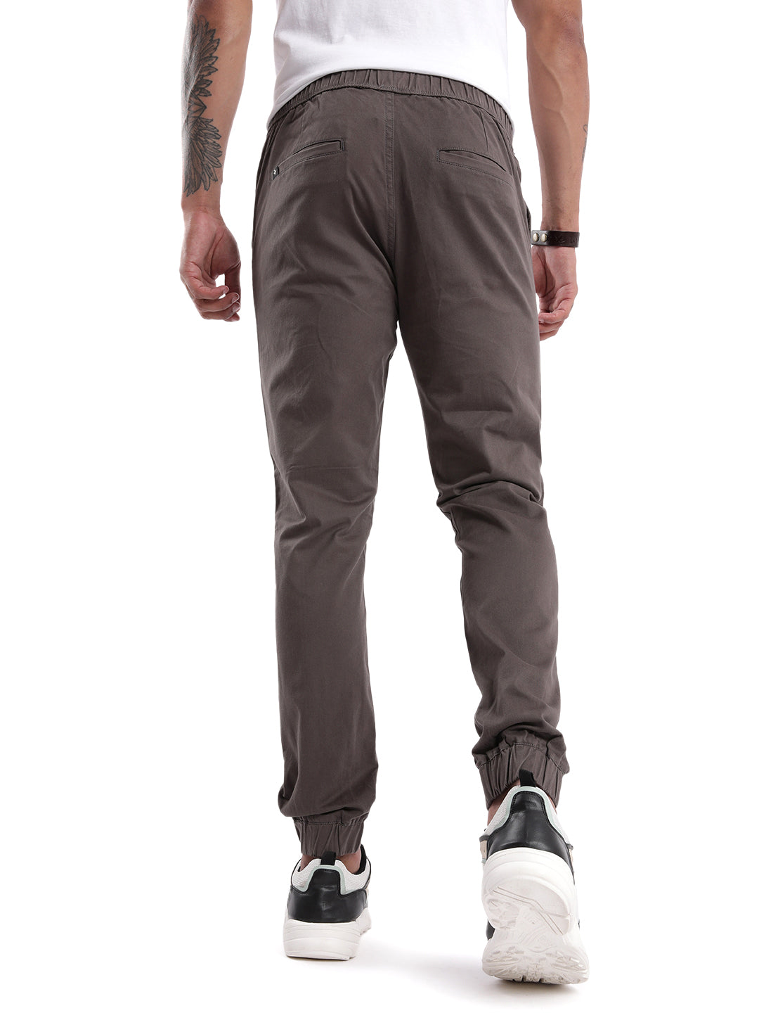 Dark Grey Solid Drawstring Jogger