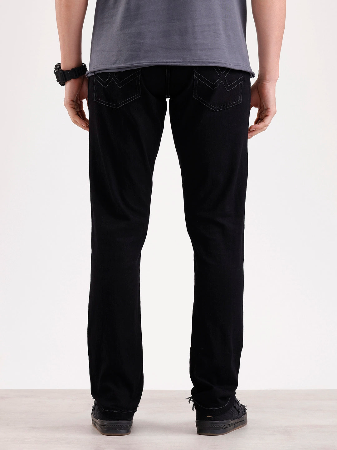 Solid Slim Fit Denim Jeans  | Black