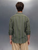 men's casual striped pattern shirt | Olive