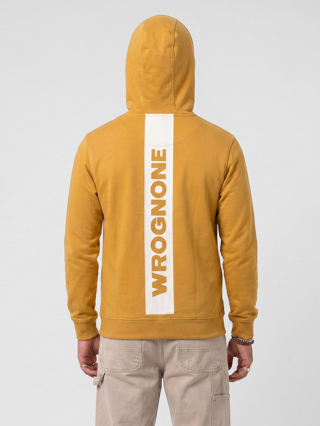 Slim Fit Placement Printed Hooded Sweatshirt | Yellow