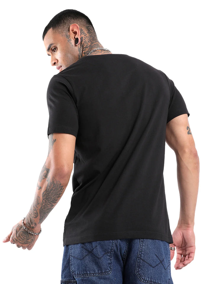 Rebel Wave Black Printed T-Shirt