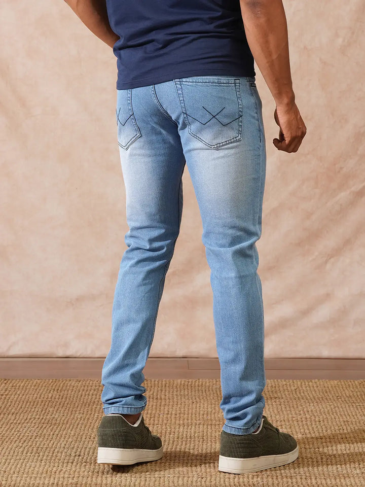 Heavy Fade Skinny Crop Jeans | Light Blue