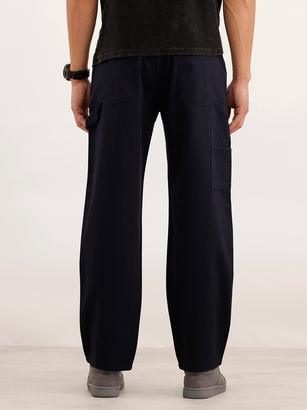 Loose Fit 100% Cotton Trouser | Navy Blue
