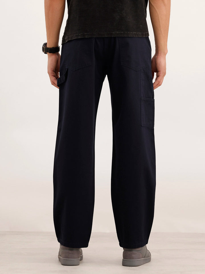 Loose Fit 100% Cotton Trouser | Navy Blue