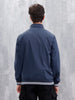 Men's Casual Zip-Up Jacket With Contrast Trim  | Navy Blue