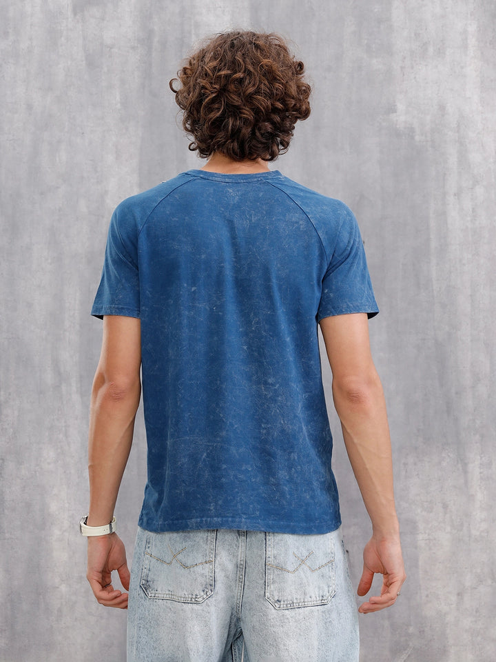 Washed Raglan Sleeve Slim Fit T-Shirt |  Dark Blue
