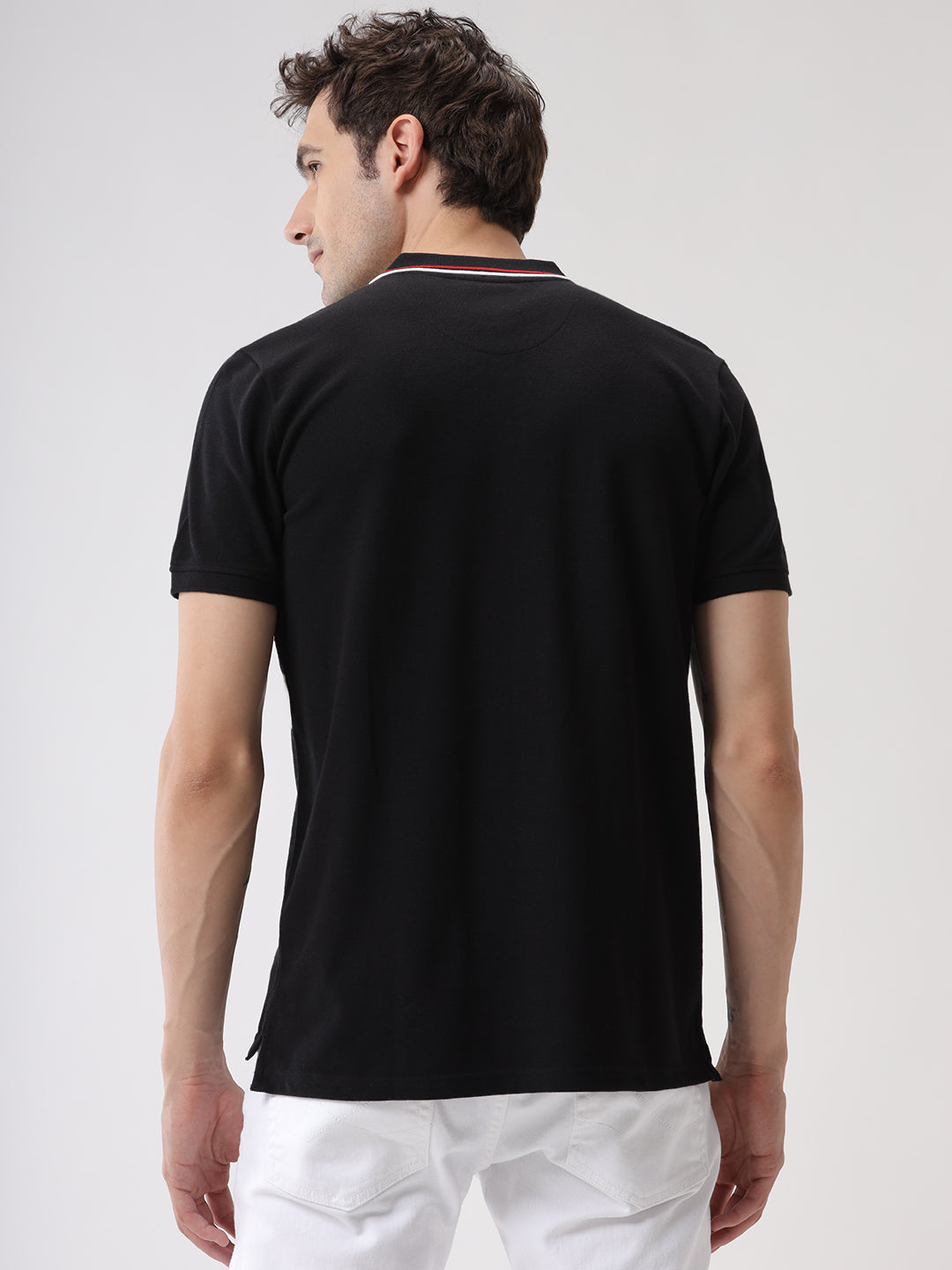 Cut & Sewn Black Polo T-Shirt