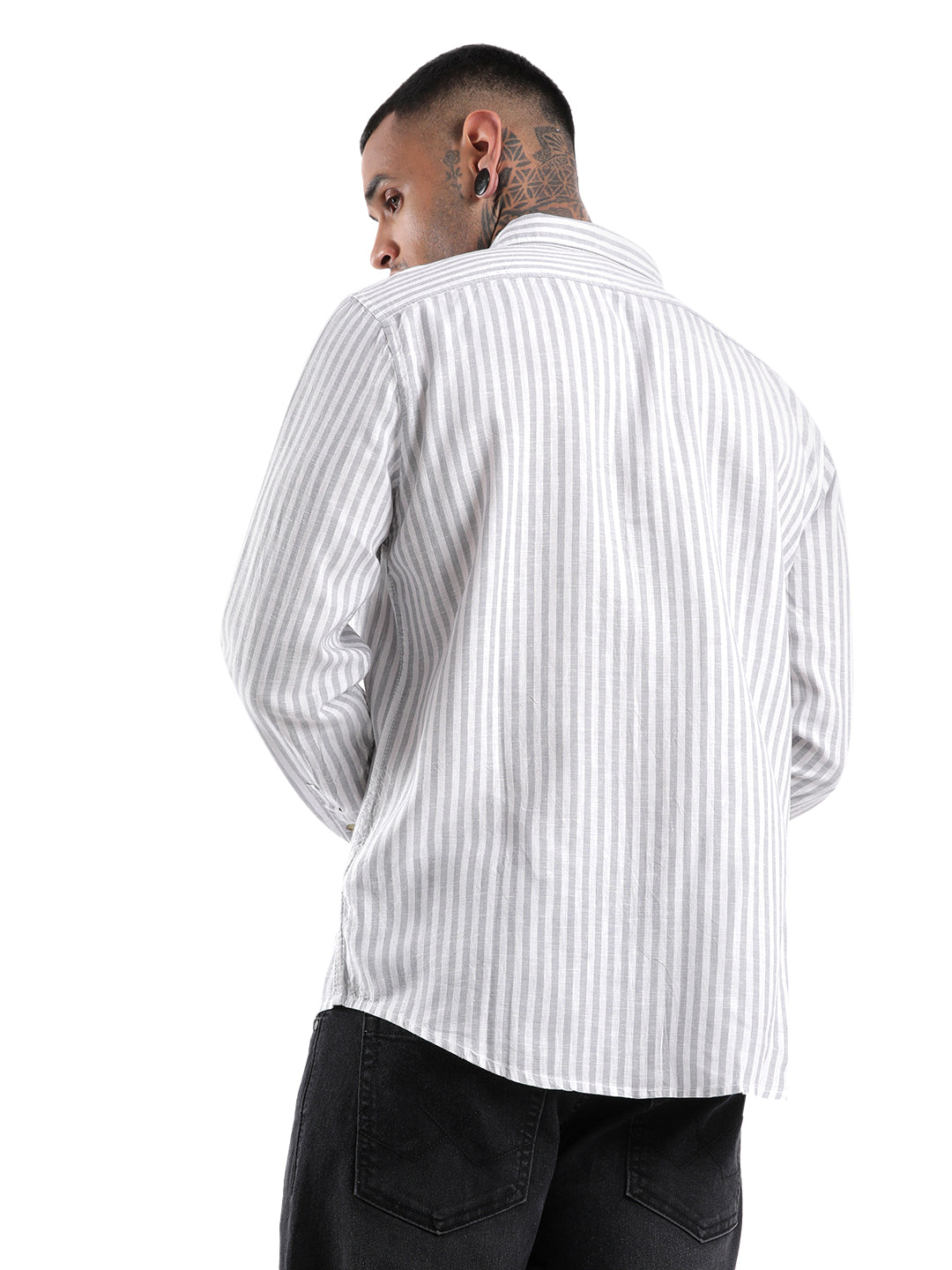 Classic White-Grey Striped Shirt