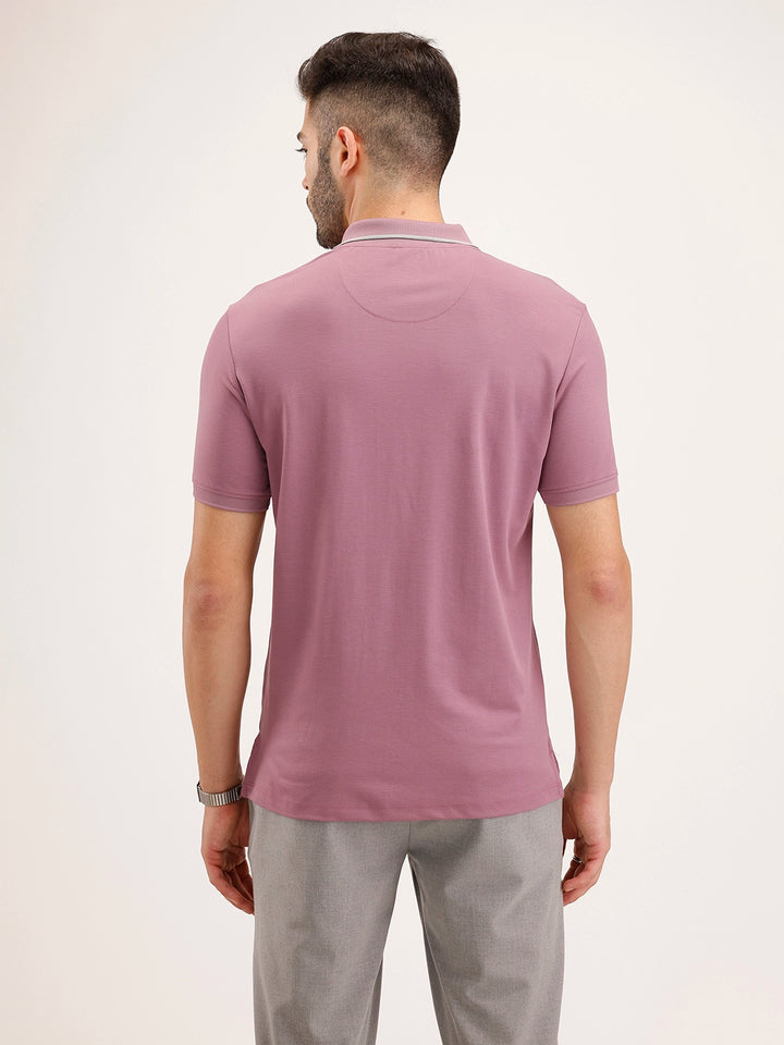 Slim Fit Contrast Collar T-Shirt | Pink