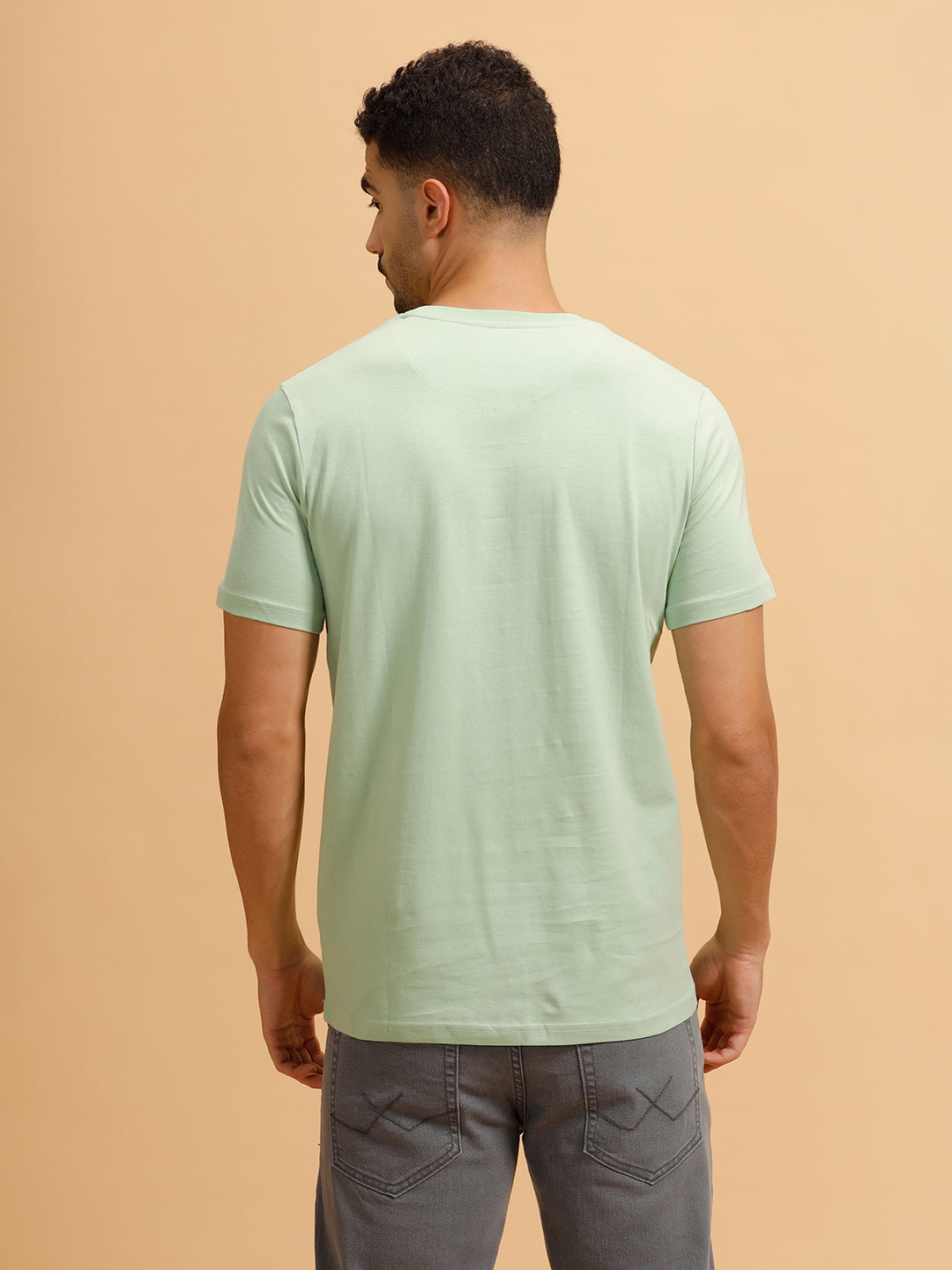 Typography Print Slim Fit T-Shirt | Light Green