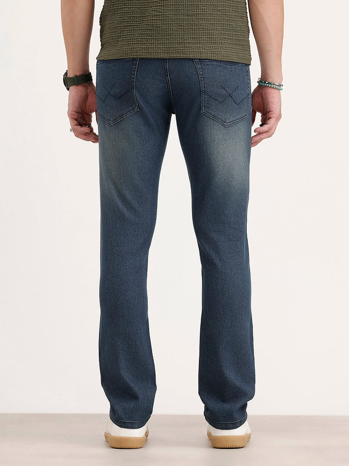 Straight Fit Faded Denim Jeans | Blue