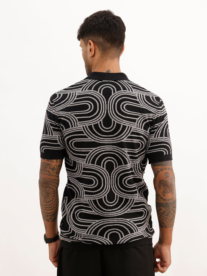 Classic Comfort Fit Jacquard Shirt | Black